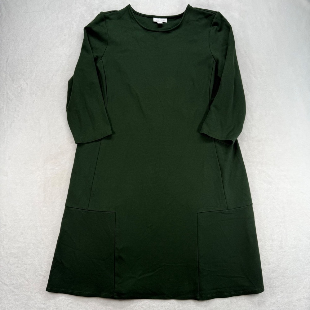 J.Jill Ponte Knit Dress Casual‎ Career 3/4 Sleeve Pockets Green Size M